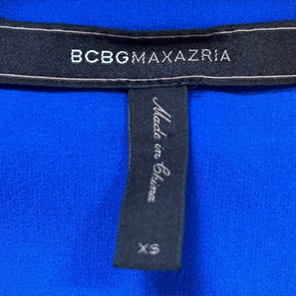 BCBGMAXAZRIA Royal Blue Sheer Silk Button-Up Blouse – Size XS - Picture 4 of 5